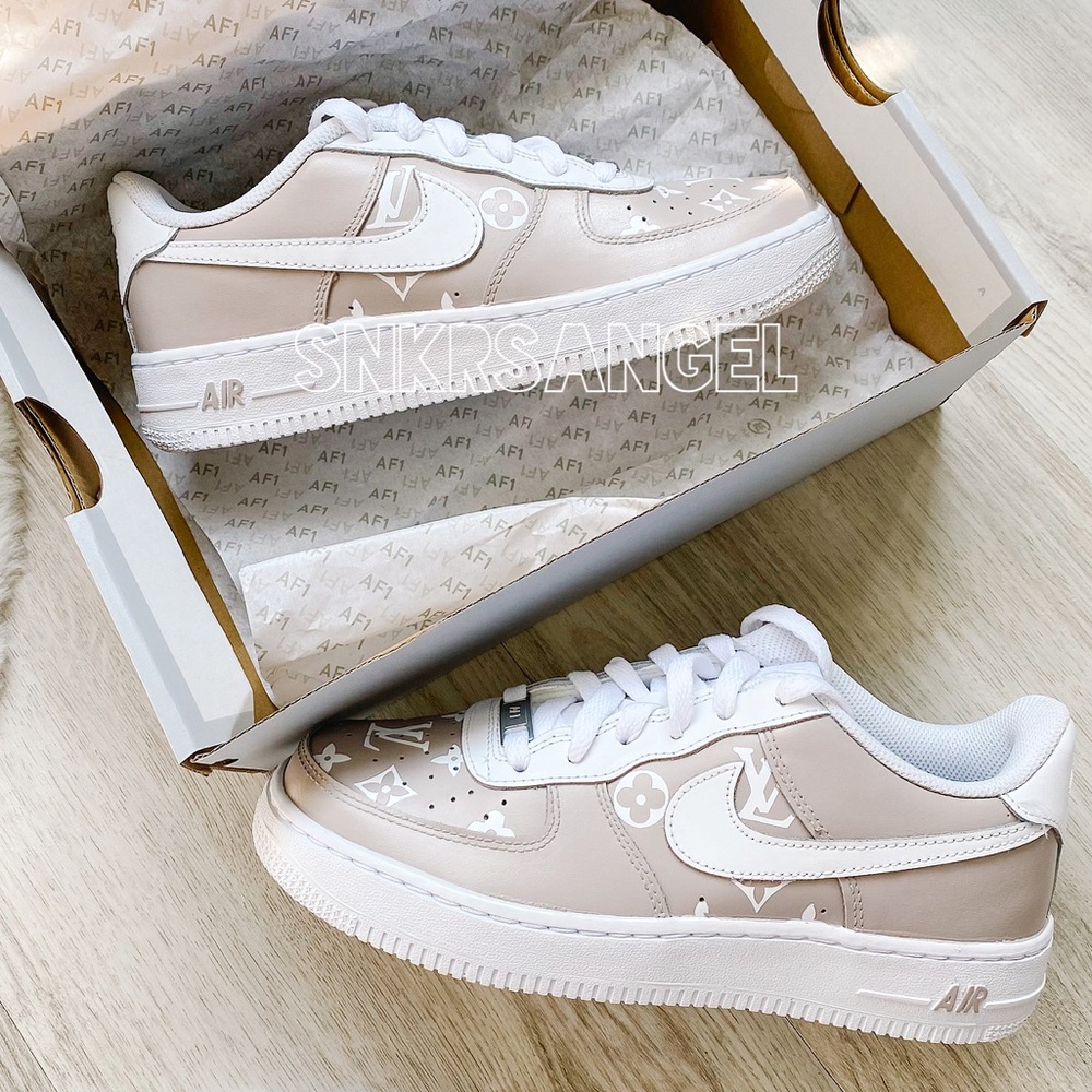 Custom nike air force 1 low tan beige
